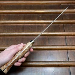 H&K Nigara Hamono 240mm Gyuto SG2 Kurouchi Tsuchime Stabilized Maple Burl Western Handle