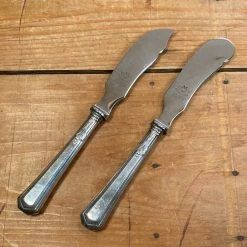 Bernal Cutlery The Vault Eichenlaub Butter And Cheese Serving Knives Stainless & Silverplate ~1950's?