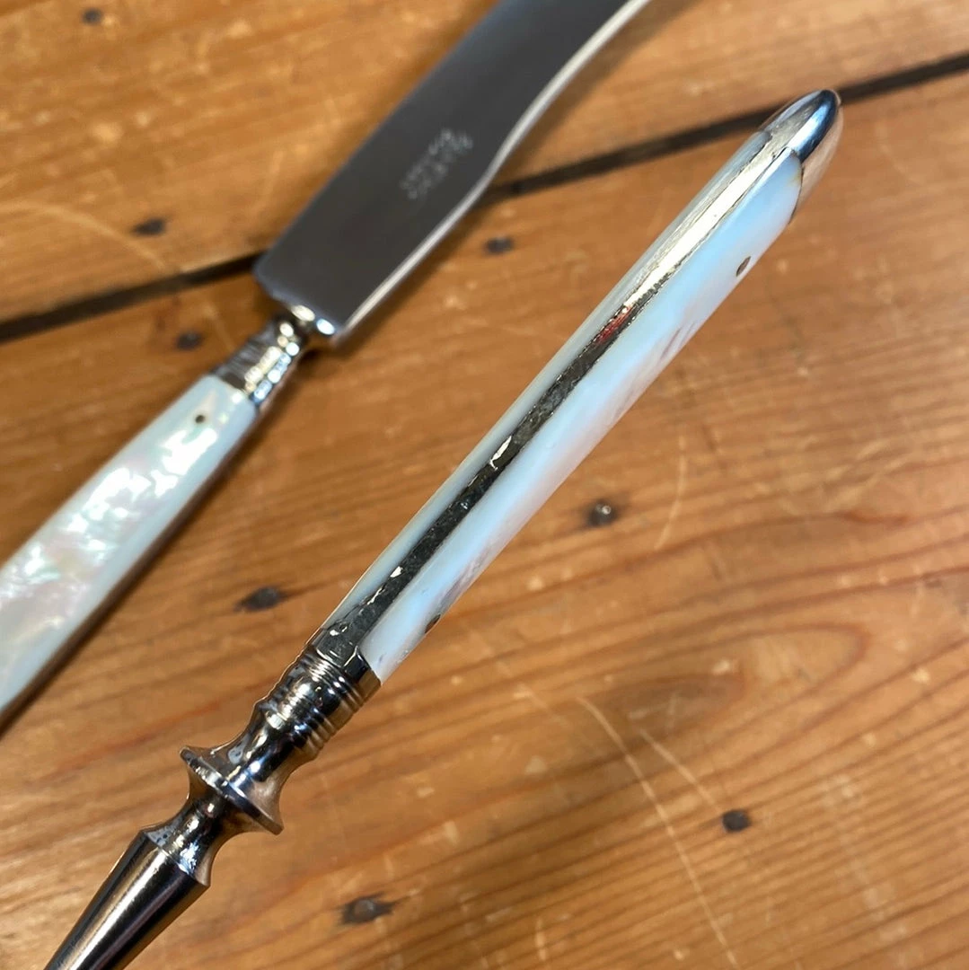 Bernal Cutlery Fein Stahl Buckels Table Knife & Fork Hand Ground Mother Of Pearl 1900-1920's? The Vault