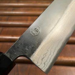 H&K Kumokage 165mm Nakiri Aogami 2 Kurouchi Carbon Damascus Oct Teak Horn Hatsukokoro