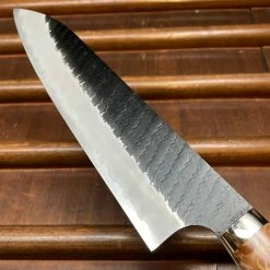 H&K Nigara Hamono 210mm Gyuto SG2 Kurouchi Tsuchime Stabilized Maple Burl Western Handle