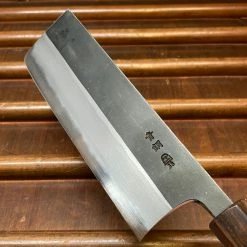 Hitohira Togashi 180mm Nakiri Aogami 2 Kurouchi Cherry Handle (Ebony End)