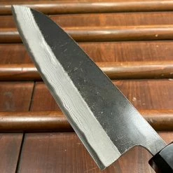 H&K Kumokage 180mm Santoku Aogami 2 Kurouchi Carbon Damascus Oct Teak Horn Hatsukokoro
