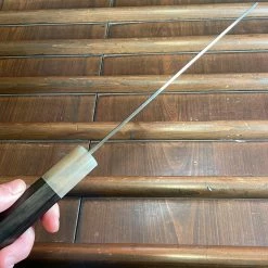 Hitohira Togashi 180mm Nakiri Kasumi Stainless Clad Shirogami 1 Ebony Handle