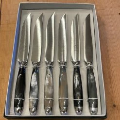 Eichenlaub Forged Tableware - Steak Knife Table Length- Horn Polished - Set Of 6 Eichenlaub Tableware