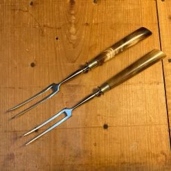 Bernal Cutlery Fork Set In Box Chromed Carbon Steel & Horn Germany Pickles? Hors D'ourve ? 1950s?