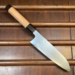 Hitohira Gorobei Rikichi 165mm Santoku Aogami 2 Kasumi Ho Wood