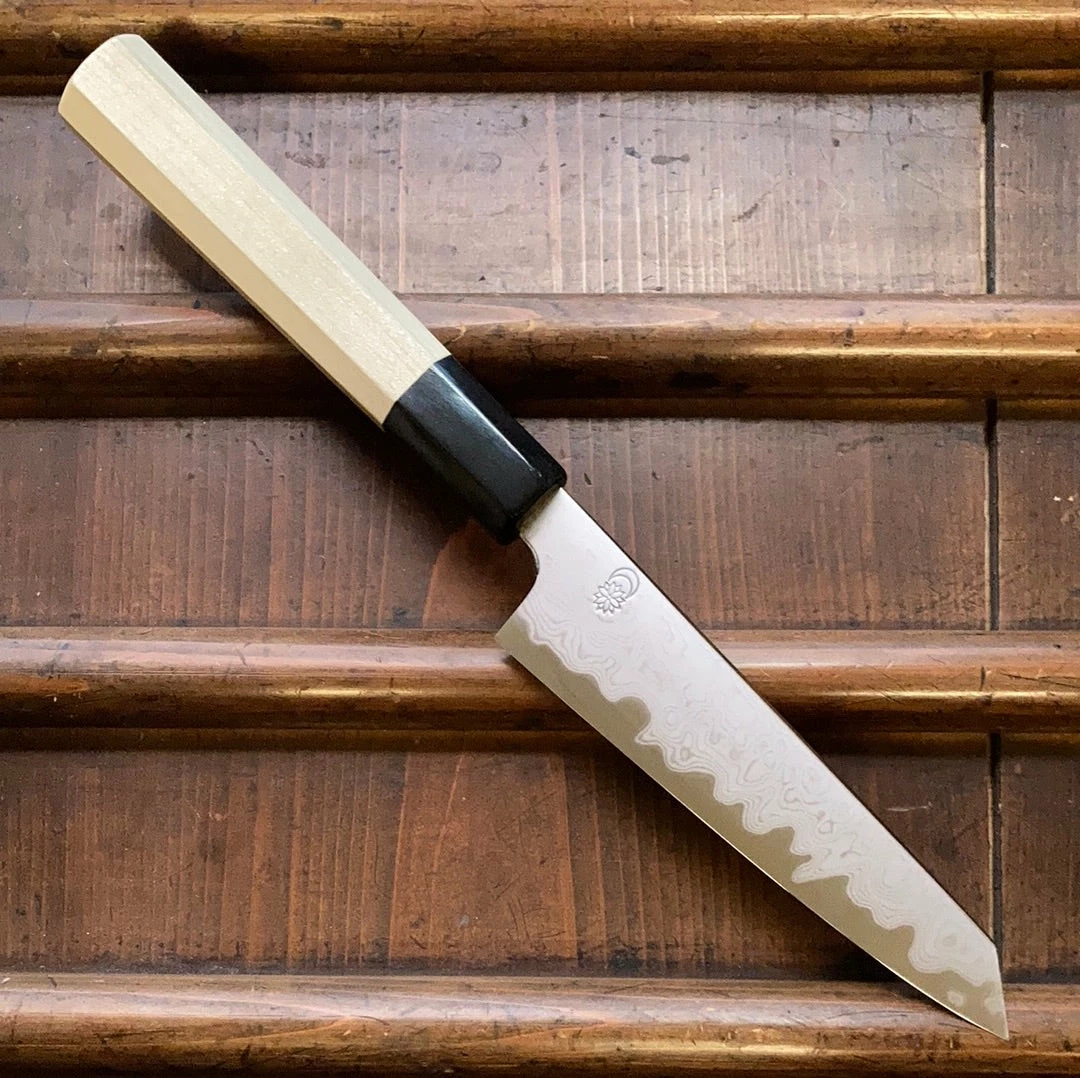 Sakai Kikumori 'Kikuzuki Uzu' 135mm Kiritsuke Petty Aogami 1 W/ Saya