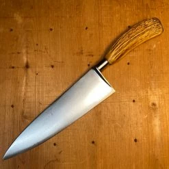 Bernal Cutlery American LF&C Nogent Style 9" Chef Forged Carbon Steel Antler Re-Handle