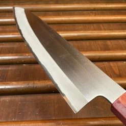 Nakajo Tagai Sanjo 210mm Gyuto Migaki Stainless Clad Shirogami 2 Oak And Bubinga Handle