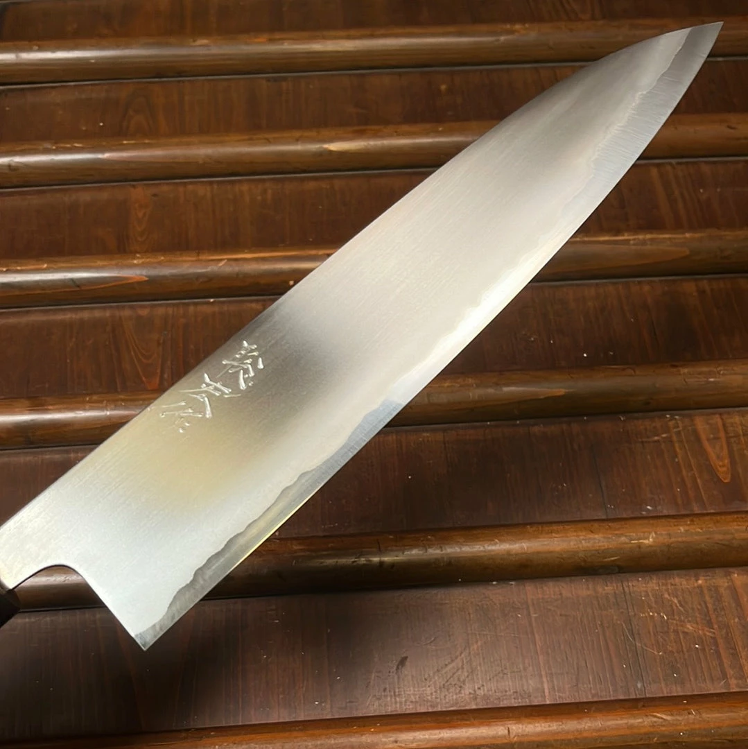 Wakui 240mm Gyuto Stainless Clad Shirogami 2 Migaki Warikomi Ho Octagonal
