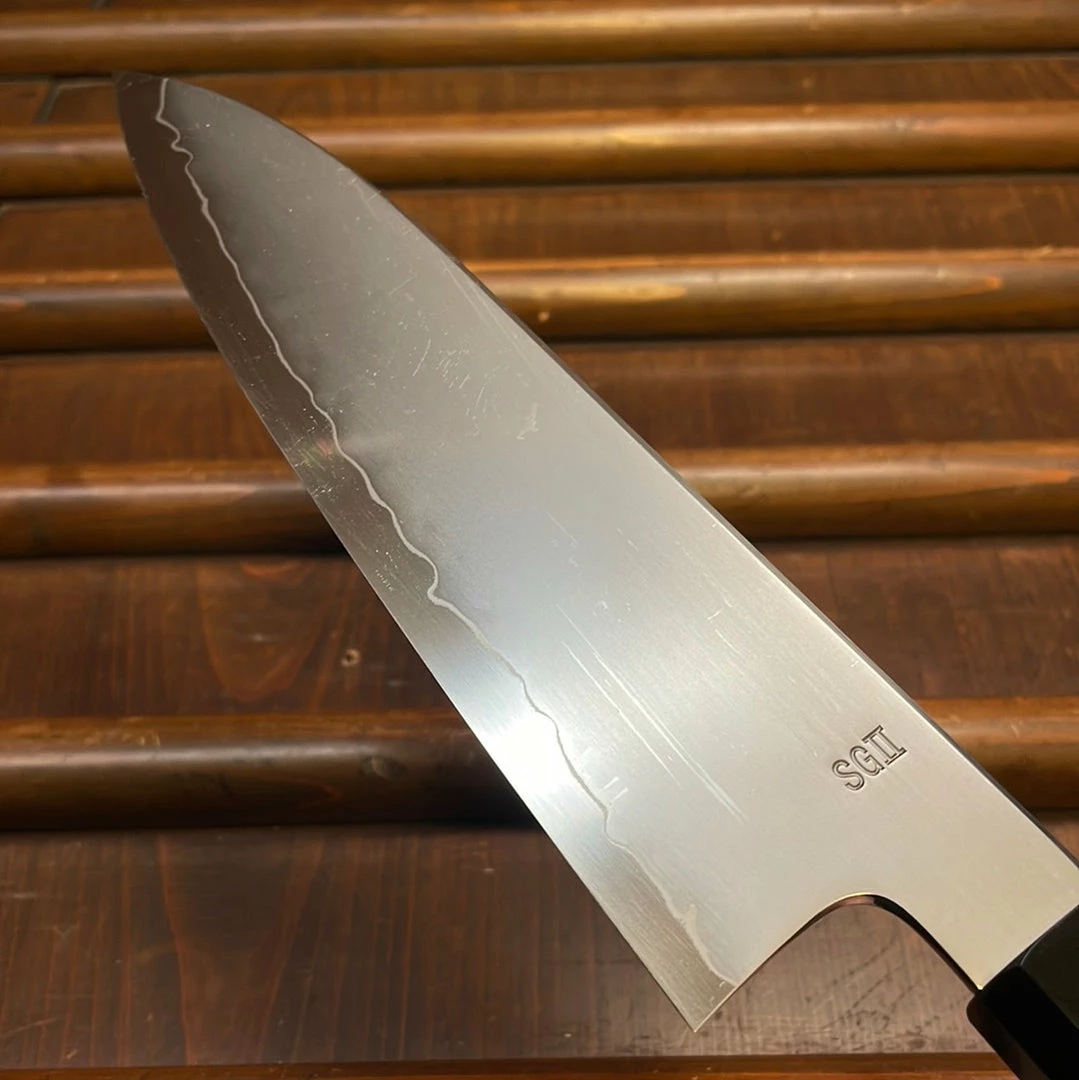 H&K Myojin Riki Sesakusho Myojin Naohito 180mm Gyuto SG2 Stainless Kasumi Teak