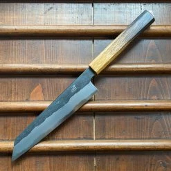 Fukui Hado Sumi 210mm Kiritsuke Gyuto Shirogami #2 Kurouchi Finish - Burnt Oak