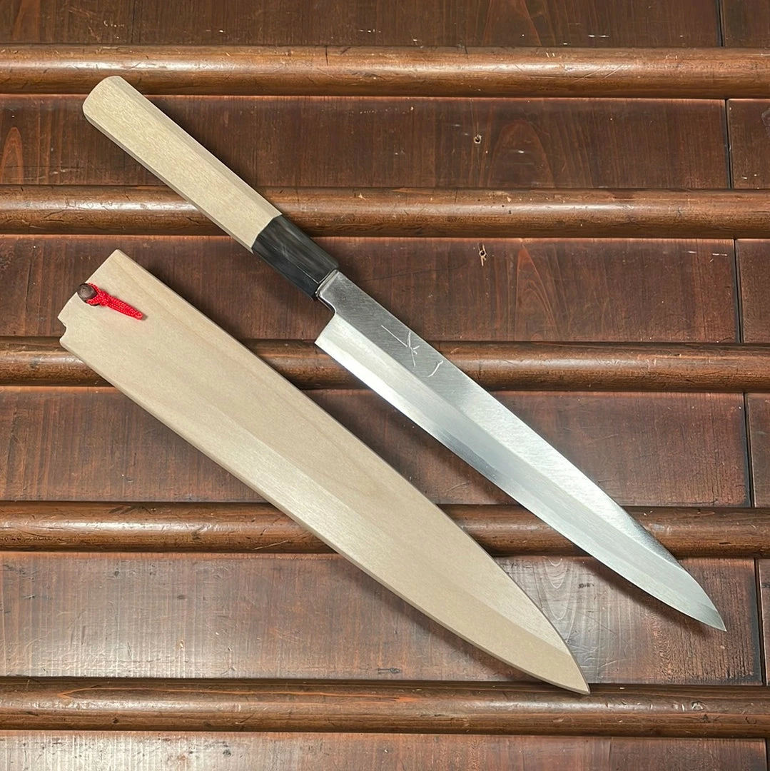 Hitohira Kikuchiyo Manzo 210mm Yanagi Aogami 2 Ho Wood W/ Saya