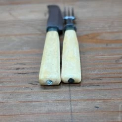 Vintage Used Vintage Gebr. Muller Stuttgart Dessert Or Childs Cutlery Set Carbon Steel Bone C ~1900