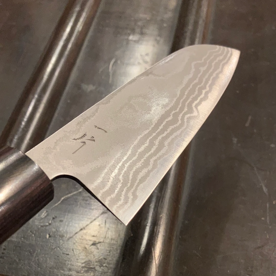 Hitohira GR 135mm Santoku Iron Clad Aogami 2 Damascus