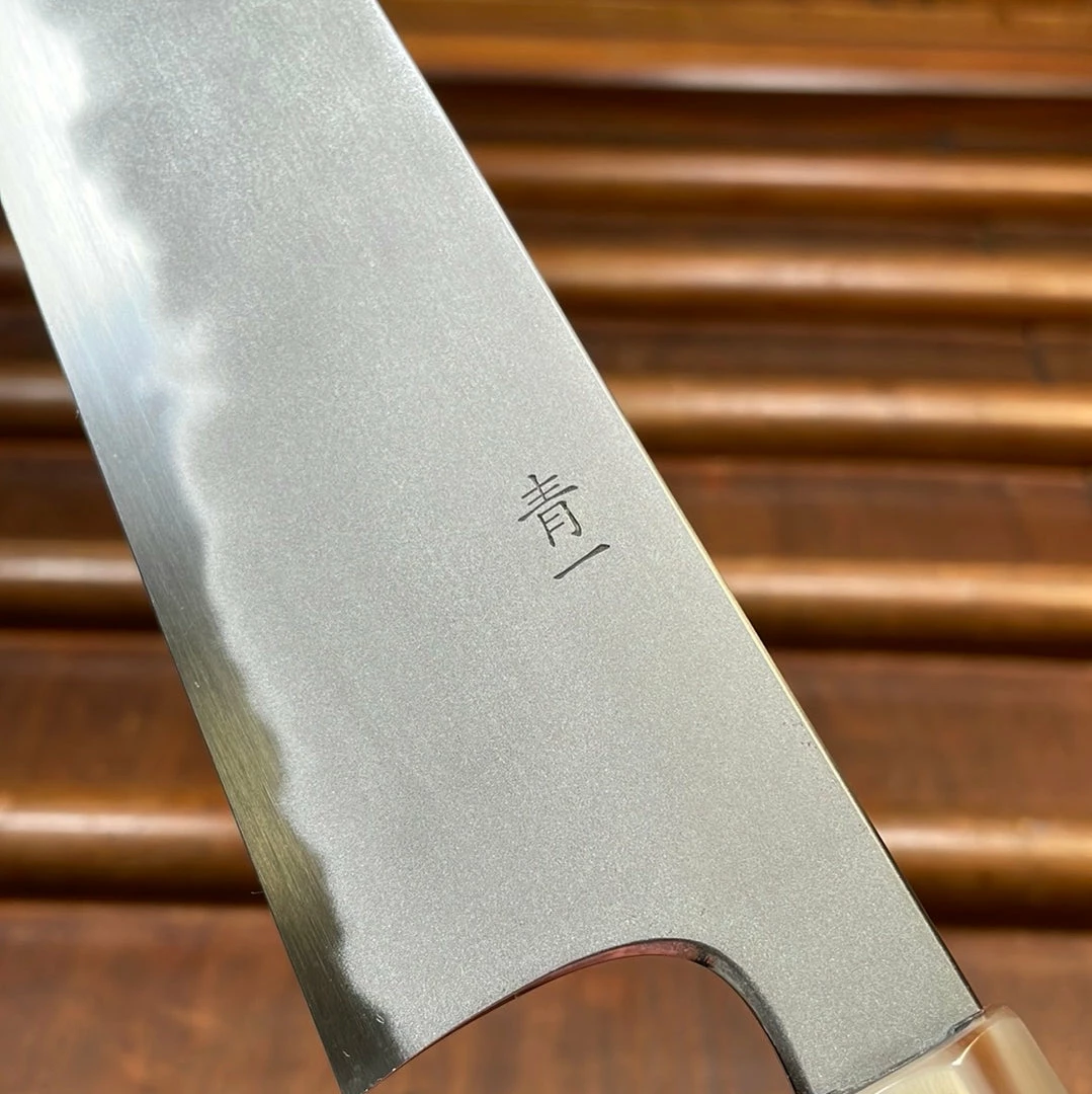 Hitohira Tanaka Yohei 210mm Gyuto Aogami 1 Kasumi Ebony Handle