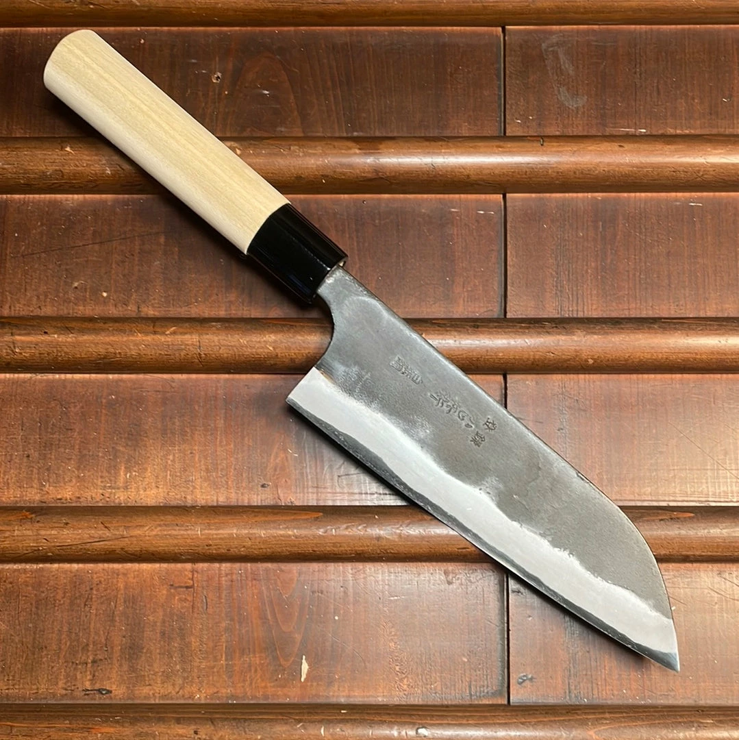 Nakajo Kaji-bei 165mm Santoku Iron Clad Shirogami 2 Kurouchi
