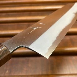 Hitohira Kikuchiyo Kyuzo 210mm Kiritsuke Gyuto Iron Clad Shirogami 2 Migaki Cherry/Ebony Handle