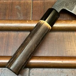 Robert Herder - Windmühlenmesser Tsukasa Hinoura 180mm Nakiri Shirogami Warikomi Unryu Suminagashi Burnt Chestnut Horn