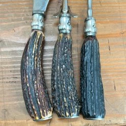 Bernal Cutlery Geo Wostenholm & Sons Carving Set Carbon Steel Sterling Stag Sheffield 1891-1920's? Used Vintage