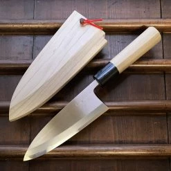 Hitohira Togashi LEFTY 150mm Deba Shirogami 1 Tachi Ho Wood W/ Saya