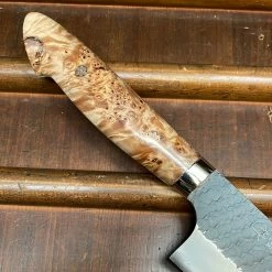 H&K Nigara Hamono 210mm Gyuto SG2 Kurouchi Tsuchime Stabilized Maple Burl Western Handle