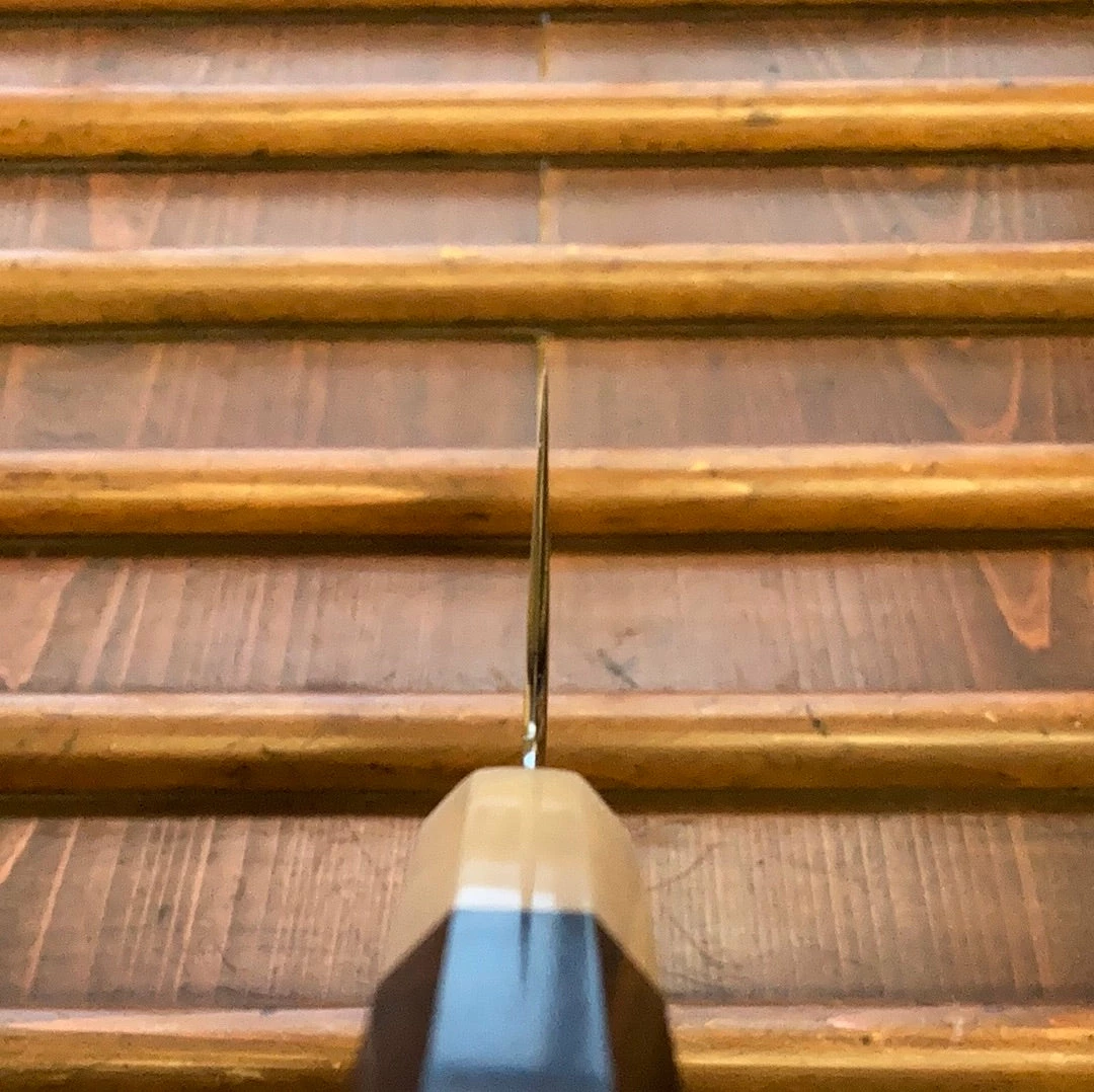 Hitohira Togashi 180mm Bunka Kasumi Stainless Clad Shirogami 1 Ebony Handle