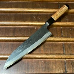 H&K Tsukasa Hinoura 210mm Gyuto Shirogami Warikomi Unryu Suminagashi Double Horn Enju