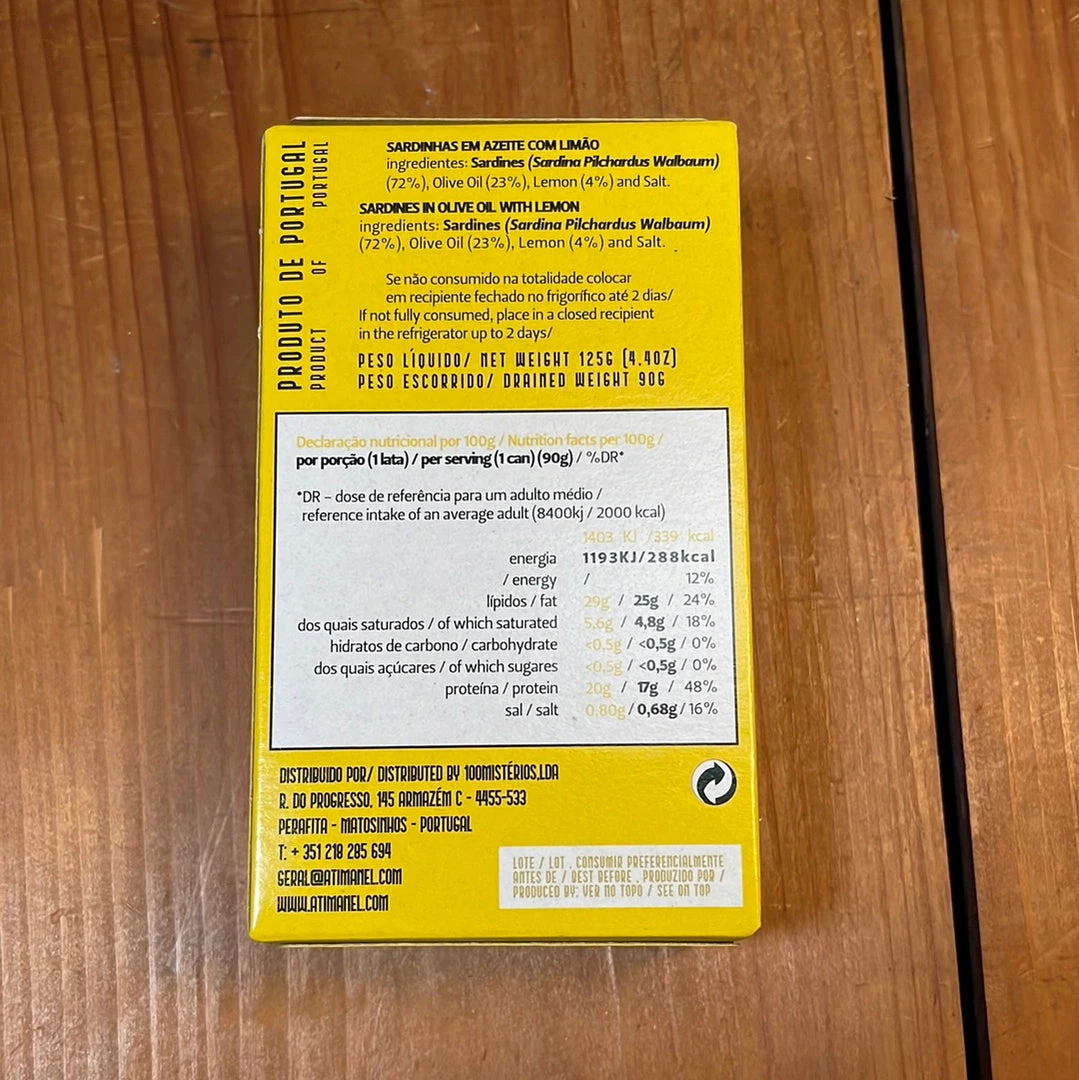 Pantry Ati Manel Sardines In Olive Oil With Lemon - 125g