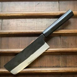 Hitohira HS 165mm Nakiri Shirogami #2 Damascus Kurouchi Rosewood