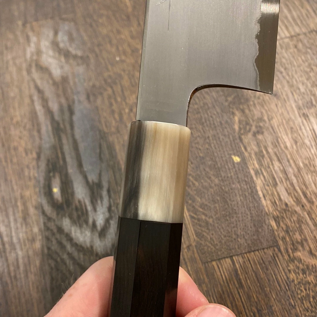 Hitohira Togashi 240mm Gyuto Kasumi Stainless Clad Shirogami 1 Ebony Handle