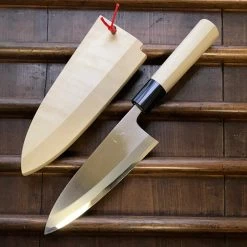 Hitohira Togashi LEFTY 165mm Deba Shirogami 1 Tachi Ho Wood W/ Saya