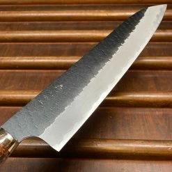 H&K Nigara Hamono 240mm Gyuto SG2 Kurouchi Tsuchime Stabilized Maple Burl Western Handle