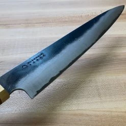 Blenheim Forge 225mm Slicer - Stainless Clad Aogami Super - Fumed Oak And Brass Handle