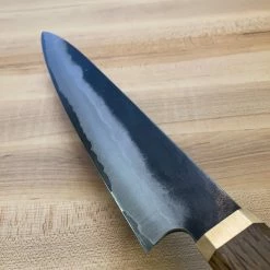 Blenheim Forge 225mm Slicer - Stainless Clad Aogami Super - Fumed Oak And Brass Handle