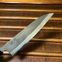 H&K Tsukasa Hinoura 210mm Gyuto Shirogami Warikomi Unryu Suminagashi Double Horn Enju