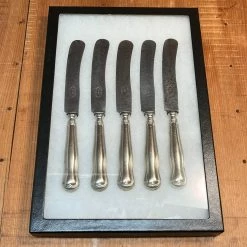 Vintage Antique A.W. Solingen Buckels Table Knives In Shadow Box ~1900-20