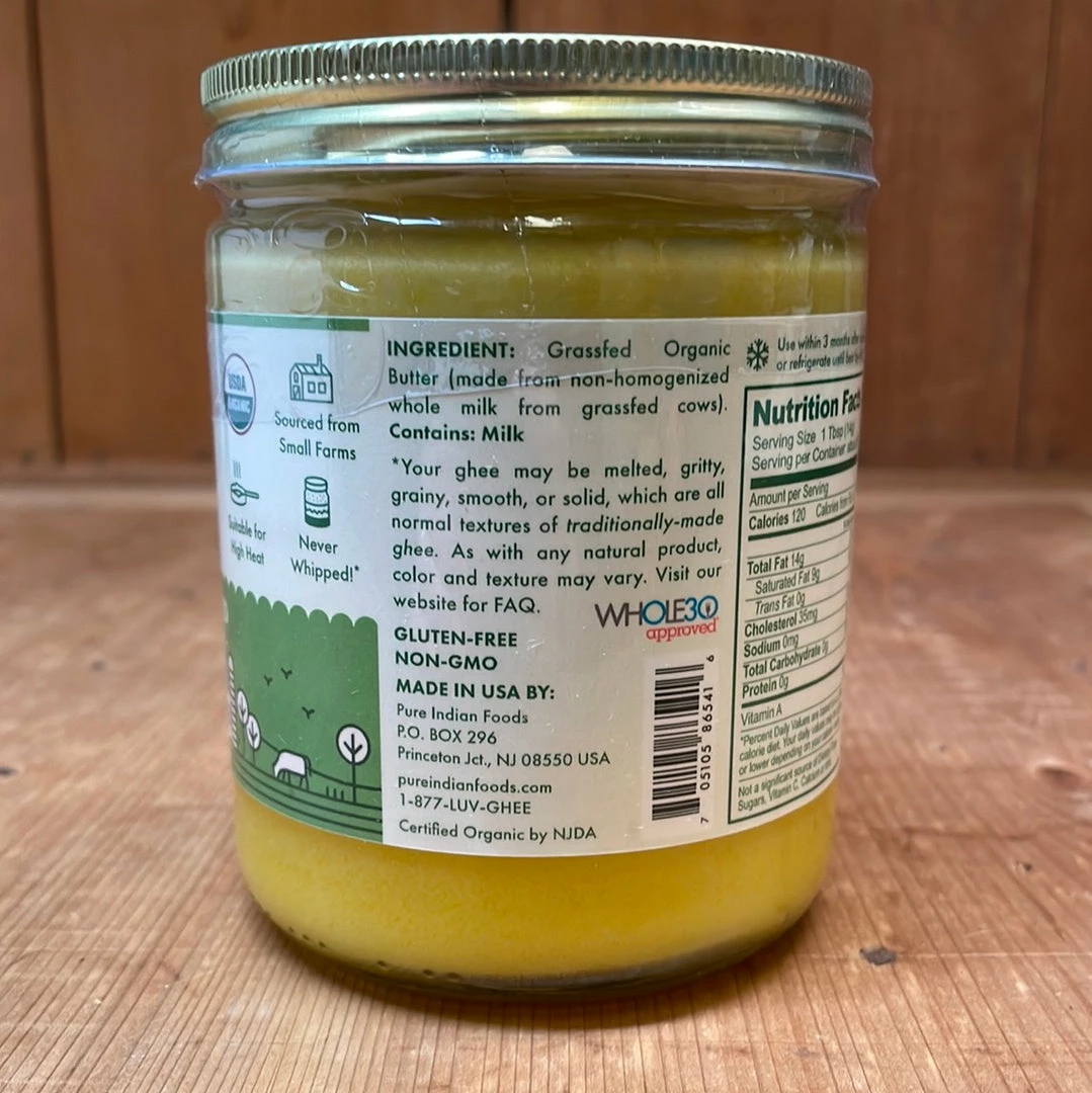 Pure Indian Foods Original Ghee, Grassfed And Certified Organic - 14 Oz Pantry