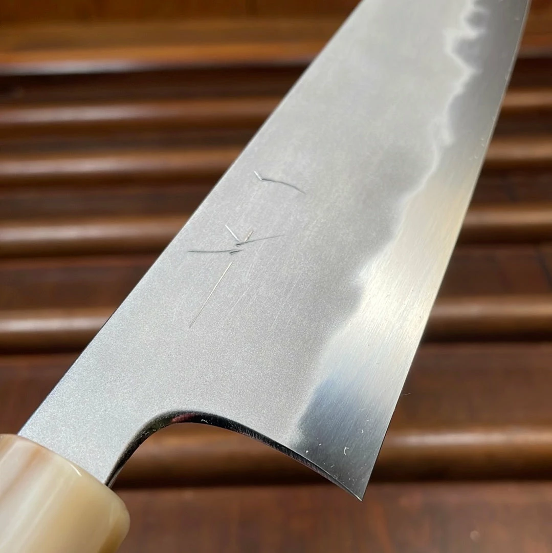Hitohira Tanaka Yohei 210mm Gyuto Aogami 1 Kasumi Ebony Handle