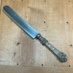 Vintage Table | Steak Fork And Knife Set Forged Carbon Steel & Coin Silver (?) German ? Late 19th C