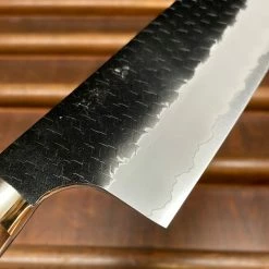 H&K Nigara Hamono SG2 180mm Kiritsuke Nakiri Kurouchi Tsuchime Stabilized Maple Burl Western Handle