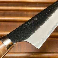 H&K Nigara Hamono 210mm Gyuto SG2 Kurouchi Tsuchime Stabilized Maple Burl Western Handle