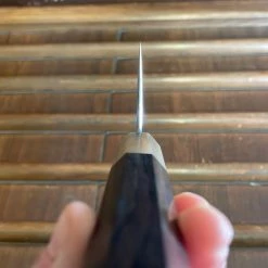 Hitohira Togashi 180mm Nakiri Kasumi Stainless Clad Shirogami 1 Ebony Handle