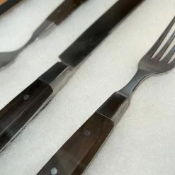 Vintage Antique J Russell Green River Works Table Knife & Forks In Shadow Box 1880 - 1920