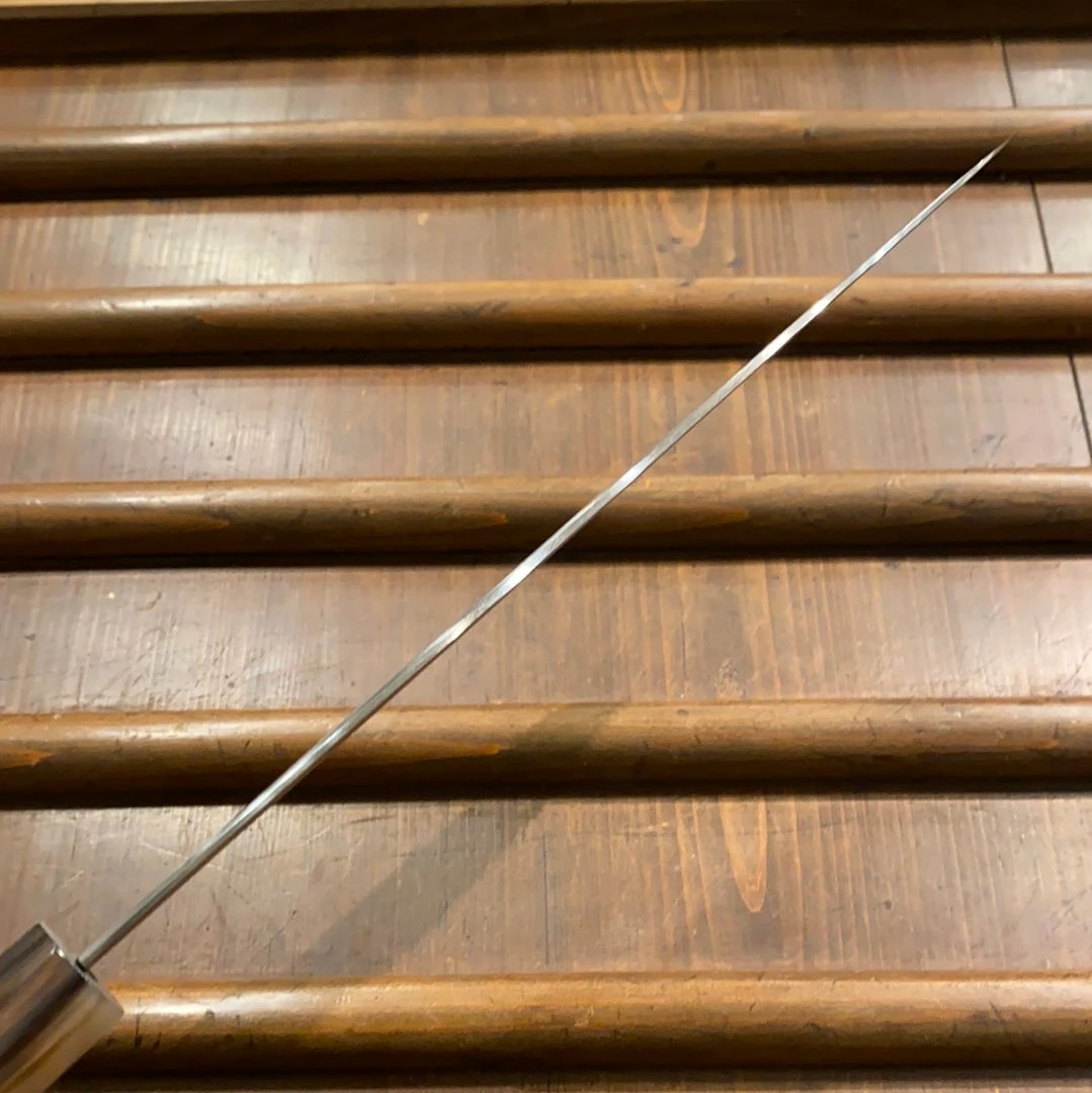 Hitohira Togashi 240mm Gyuto Kasumi Stainless Clad Shirogami 1 Ebony Handle