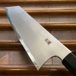 Hitohira Togashi 210mm Kiritsuke Gyuto Kasumi Stainless Clad Shirogami 1 Ebony Handle BLACK Ferrule