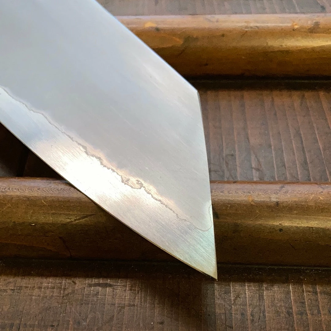 Hitohira Togashi 180mm Bunka Kasumi Stainless Clad Shirogami 1 Ebony Handle