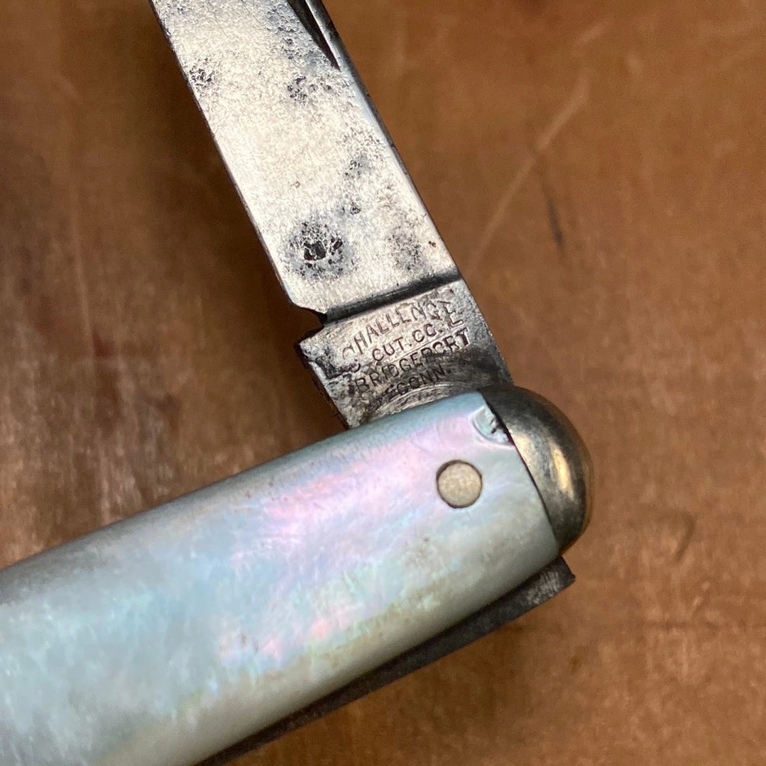 Bernal Cutlery Challenge Cutlery Co 3 1/16” Pen Knife Pearl 1899-1928 The Vault