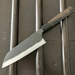 Nakajo Kaji-bei 165mm Santoku Iron Clad Aogami 2 Suminagashi Kurouchi